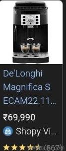 DeLonghi Espresso cappuccino coffee machine automatic for coffee beans.  Automatic latte Americano ITALIAN brand EUROPEAN coffee Automatic Machine.