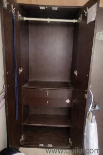 Modern 2-Door Wooden Wardrobe with Drawer