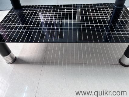 Sleek 2-Tier Black Glass Coffee Table (3.5ft x 1.75ft)  Like New!