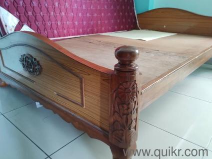 Solid wood double bed with mattress 