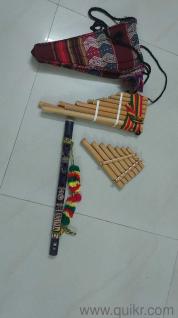 Andian pan pipes and flute with a storage bag