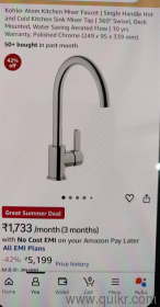 Kohler Atom Kitchen Mixer Faucet. Open Box. Unused. price on Amazon Rs.5200