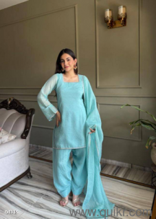 Crunchy Silk Farshi Salwar Suit with Sirozki Work and Dupatta Set