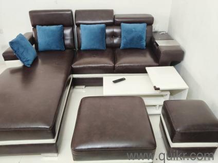 Premium L Shape Sofa Set with Center Table & Puff