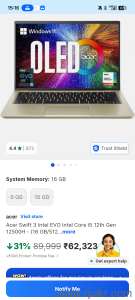 acer Swift 3 thin and light oled luvuxy Gold colour limited edition 