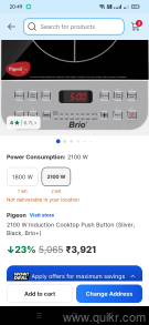2100 W Induction cooktop, new condition 