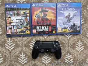 PS4 with 3 Games (GTA5, RDR2 & Horizon zero dawn) 500GB