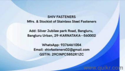 Hardwear all types Fasteners Screw nails pop head screw available All India delivery service .  Shiv Fasteners trading 