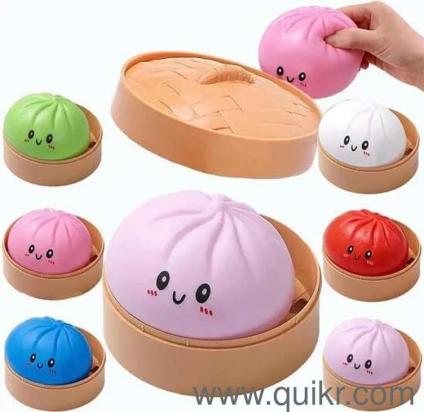 Pack of 6 Viral Steamed Bao Dumpling Squishy Toys with Baskets