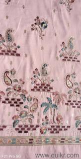 RAW SILK MATERIAL WITH EMBROIDERY FOR MENS KURTA