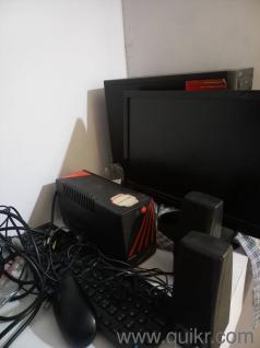 Desktop with all accessories like CPU, UPS, keyboard, mouse and speaker 