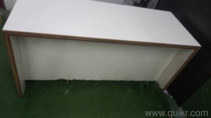 Office Table / Computer Desk  White Laminate with 3 Drawers + Cabinet
