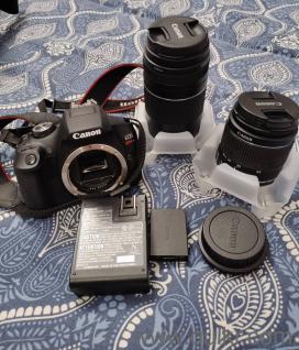 canon EOS Rebel T7 double zoom lens camera 