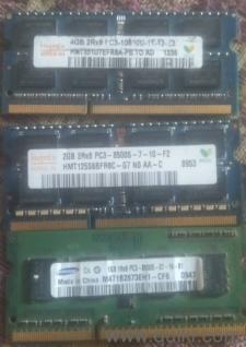 DDR3 Laptop RAM - 4GB, 2GB, and 1GB