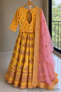 Yellow & Blush Pink Festive Lehenga | Size LXL | MRP 25,000